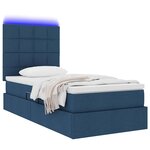 vidaXL Lit de rangement LED avec matelas Bleu 100 x 200 cm Tissu