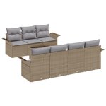 Canapés de Jardin 8 Pièces avec Coussins Beige Rattan Poly