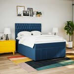 vidaXL Sommier à lattes de lit avec matelas Bleu 140x190 cm Tissu