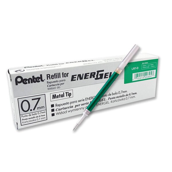 Recharge LR7 pour Roller Energel Liquide Pointe 0 7 Tracé 0 35 mm Vert x 12 PENTEL