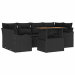 vidaXL Ensemble de canapé de jardin 7 Pièces Noir 100 x 55 x 73 cm