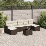 vidaXL Salon de jardin 8 Pièces avec coussins marron résine tressée