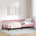vidaXL Cadre de lit d'angle Rose 90 cm x 190 cm VeloursetContreplaqué