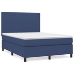 vidaXL Sommier à lattes de lit avec matelas Bleu 140x200 cm Tissu