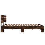 vidaXL Cadre de lit chêne fumé 150x200 cm bois d'ingénierie et métal