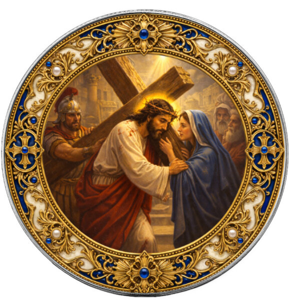 Pièce de monnaie en Argent 1 Dollar g 31.1 (1 oz) Millésime 2026 Seven Sorrows of Mary MARY MEETS JESUS ON THE WAY TO CALVARY (PRÉCOMMANDE)