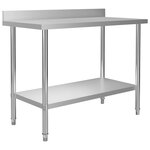 vidaXL Table de travail de cuisine avec dosseret 120x60x93 cm Inox