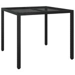 vidaXL Table de jardin pour repas Noir 90 x 90 x 75 cm Poly rotin