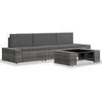 vidaXL Salon de jardin 4 Pièces Résine tressée Gris