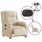 vidaXL Fauteuil inclinable de massage électrique crème tissu