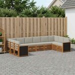 vidaXL Ensemble de canapés d'extérieur 7 pc Naturel et gris clair