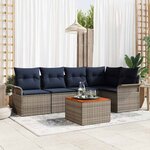 vidaXL Ensemble de canapé de jardin avec coussin 6 Pièces Gris polyrotin