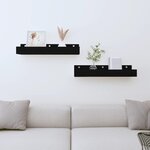 vidaXL Étagères murales 2 Pièces Noir 50x12x9 cm Bois de pin massif