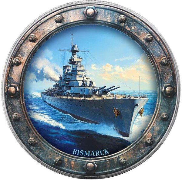 Pièce de monnaie en Argent 1 Dollar g 31.1 (1 oz) Millésime 2025 Famous Ships BISMARCK