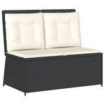 vidaXL Banc inclinable de jardin avec coussins noir résine tressée