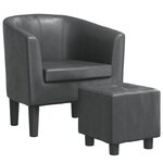 vidaXL Fauteuil avec repose-pied gris similicuir