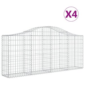 vidaXL Paniers à gabions arqués 4 Pièces 200x30x80/100 cm Fer galvanisé