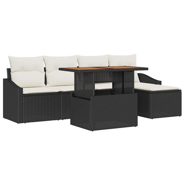 vidaXL Ensemble de salle à manger pour jardin avec coussin Noir  Crème