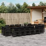 vidaXL Ensemble à manger de jardin 17 Pièces coussins noir résine tressée