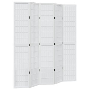 vidaXL Cloison de séparation 5 panneaux blanc bois de paulownia massif