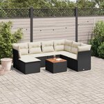 vidaXL Salon de jardin 8 Pièces avec coussins noir résine tressée