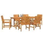 vidaXL Ensemble de salle à manger pour jardin 7 Pièces Marron