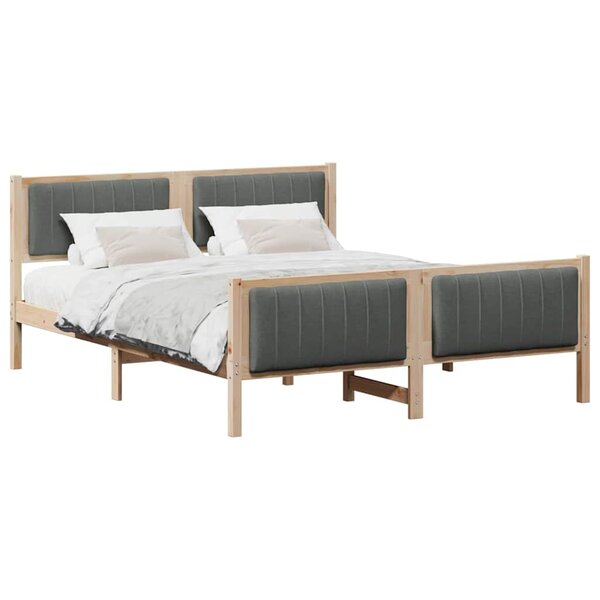 vidaXL Cadre de lit avec tête de lit marron et gris foncé 160 x 200 cm