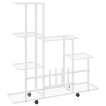 vidaXL Support pour plantes sur roues 94 5x25x92 5 cm Blanc Métal