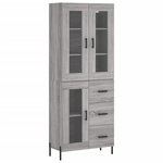 vidaXL Buffet haut Sonoma gris 69 5x34x180 cm Bois d'ingénierie