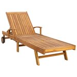 vidaXL Chaise longue avec coussin 100  Polyester Teck Solide