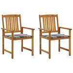 vidaXL Chaises de jardin avec coussins lot de 2 Bois d'acacia massif