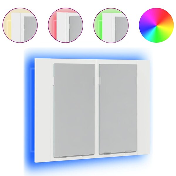 vidaXL Armoire salle de bain à miroir LED Blanc 60x12x45 cm Acrylique