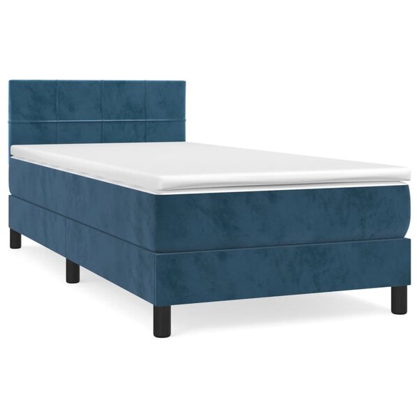 vidaXL Sommier à lattes de lit avec matelas Bleu foncé 90x200 cm