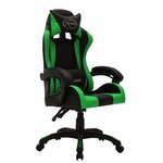 vidaXL Fauteuil de jeux vidéo avec LED RVB Vert et noir Similicuir