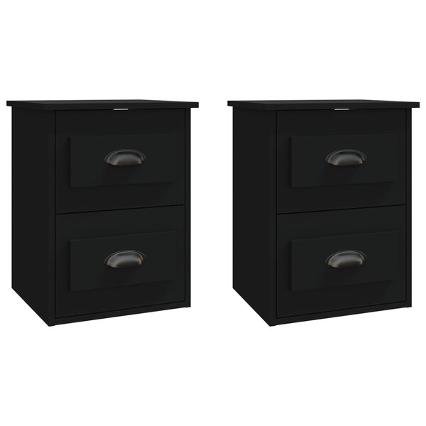 vidaXL Tables de chevet murales 2 Pièces noir 41 5x36x53 cm