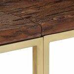 vidaXL Table console doré acier inoxydable et bois de mélèze massif