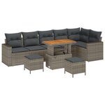 Ensemble de Canapés de Jardin vidaXL 9 Pièces avec Coussins Gris Rattan Poly Acacia