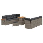 vidaXL Ensemble de canapé de jardin 11 Pièces Gris polyrotin