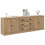 vidaXL Buffets avec tiroir 3 Pièces Bois Ancien 210 x 35 5 x 67 5 cm