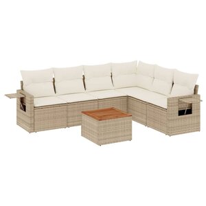 vidaXL Salon de jardin avec coussins 7 Pièces beige résine tressée