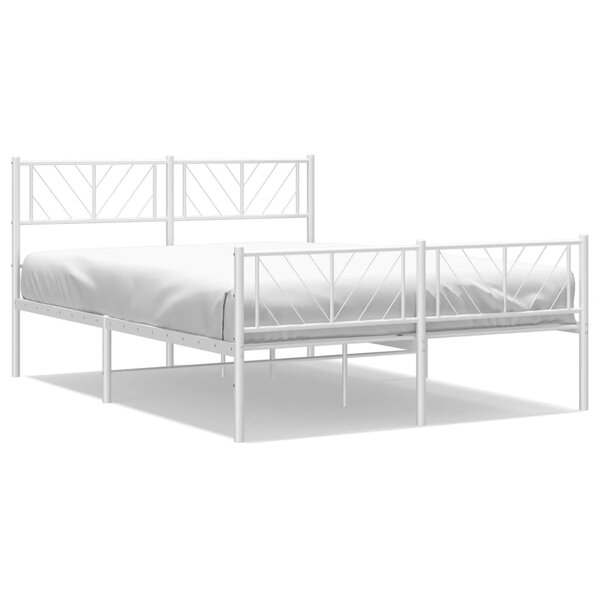 vidaXL Cadre de lit métal sans matelas et pied de lit blanc 160x200 cm