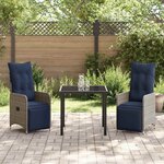 vidaXL Ensemble de salle à manger pour jardin 3 Pièces Gris polyrotin