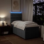vidaXL Sommier à lattes de lit avec matelas Gris foncé 90x200 cm Tissu