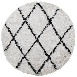 vidaXL Tapis shaggy à poils longs moderne crème et noir Ø 240 cm