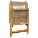 vidaXL Ensemble à manger de jardin 7 Pièces beige rotin et bois massif