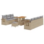 Ensemble de Canapés de Jardin vidaXL de 10 pièces avec Coussins Beige Poly Rattan Acacia