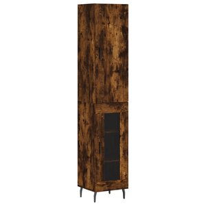 vidaXL Buffet haut Chêne fumé 34 5x34x180 cm Bois d'ingénierie