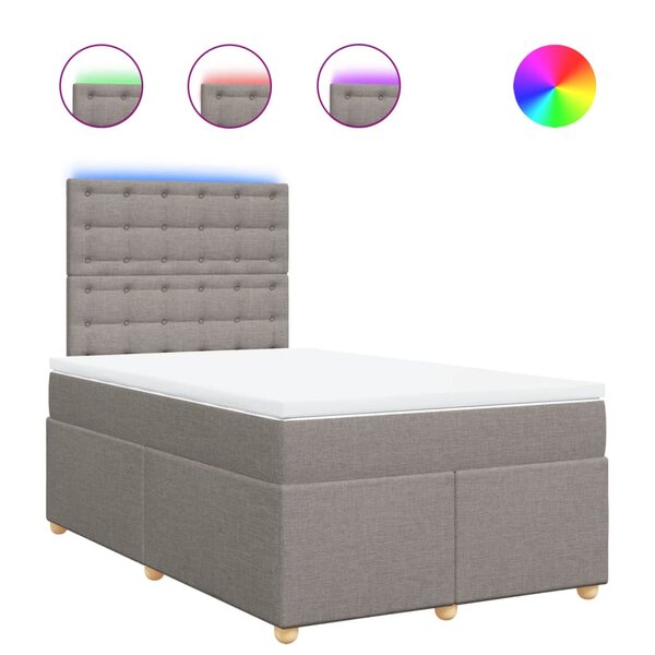 vidaXL Sommier à lattes de lit avec matelas taupe 120x190 cm tissu