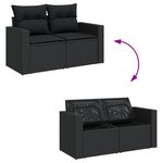 Ensemble de canapé de jardin de 14 pièces avec coussins Noir Poly Rotin Acacia