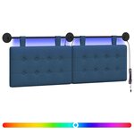 vidaXL Tête de lit suspendue Avec lumière LED Bleu Tissu